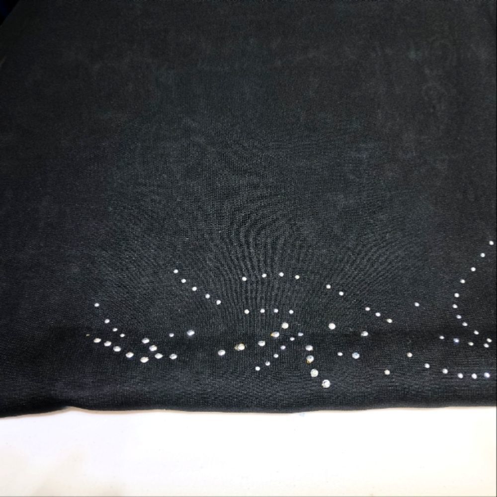 CD Rhinestone Sheer Black Fringe Scarf Unique Stylish Fancy - Picture 8 of 13